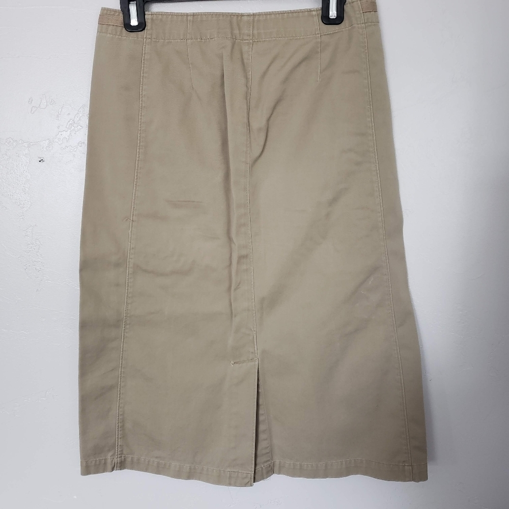 Bossini Ladieswear Womens Medium Dark Khaki Tan Denim Midi Skirt Business Casual - Picture 6 of 6